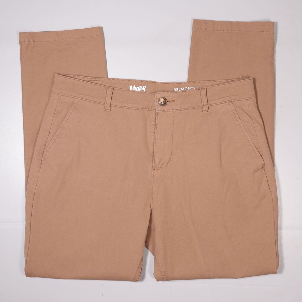 Mugsy Belmonts Chino Pants Mens 35x30 Dark Khaki Classic Fit Stretch K6PNBG